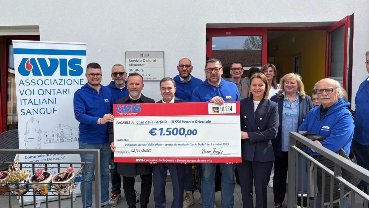 Solidarietà a Portogruaro: Avis dona 1.500 euro alla Casa delle Farfalle - 