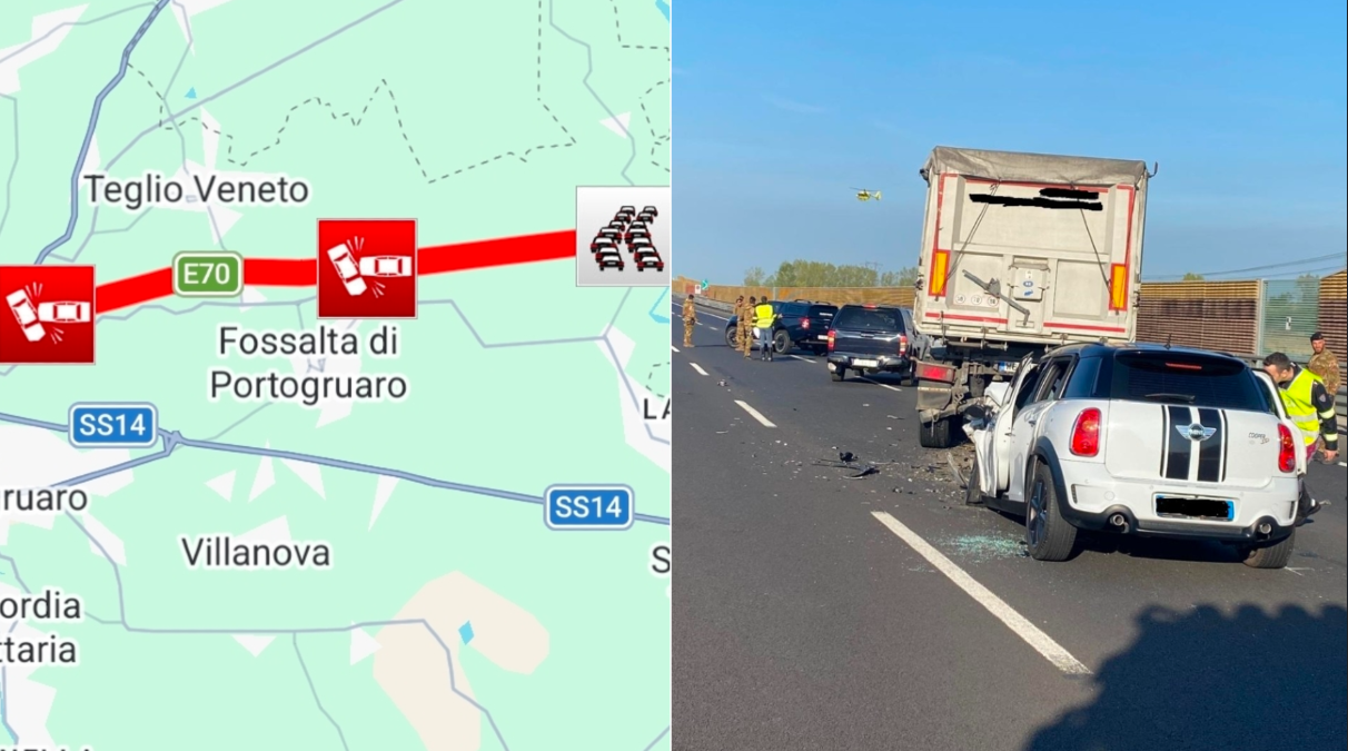 Violento tamponamento in A4: auto sotto il tir, conducente in fin di vita - 