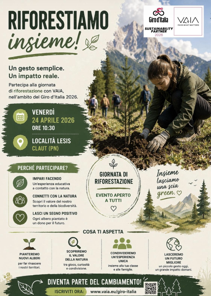 A CLAUT UNA GIORNATA DI RIFORESTAZIONE CON VAIA E GIRO D’ITALIA: APPUNTAMENTO IL 24 APRILE A LESIS