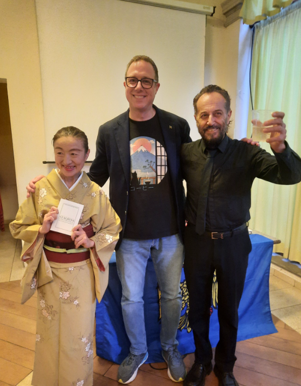 Romanini con il cantante lirico di fama internazionale Francesco Ellero d’Artegna e Akyo Suzuki di Tokyo