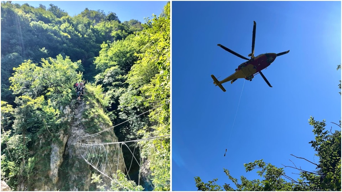 Malore in ferrata: escursionista bloccata a 15 metri nel vuoto - 