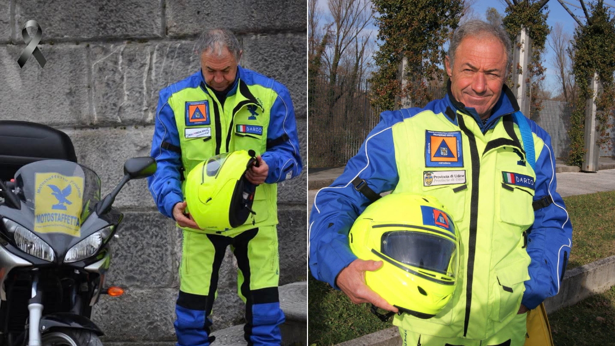 Remanzacco saluta Dario Taschera, volto del volontariato friulano morto dopo lo schianto sulla Pontebbana - Foto FB - Motostaffetta Friulana