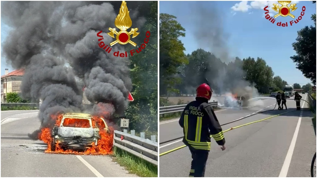 Piombino Dese, vettura divorata dal fuoco in corso Stevanato: traffico rallentato e area isolata - 