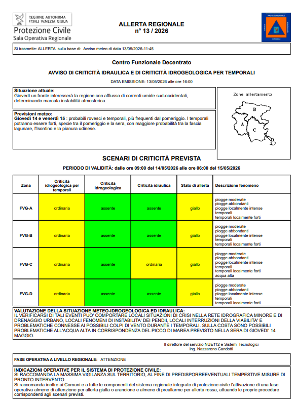 Allerta meteo Bollettino