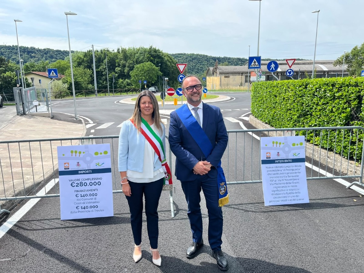 Cison di Valmarino, aperta la nuova rotatoria sulla SP4 tra centro, zona produttiva e