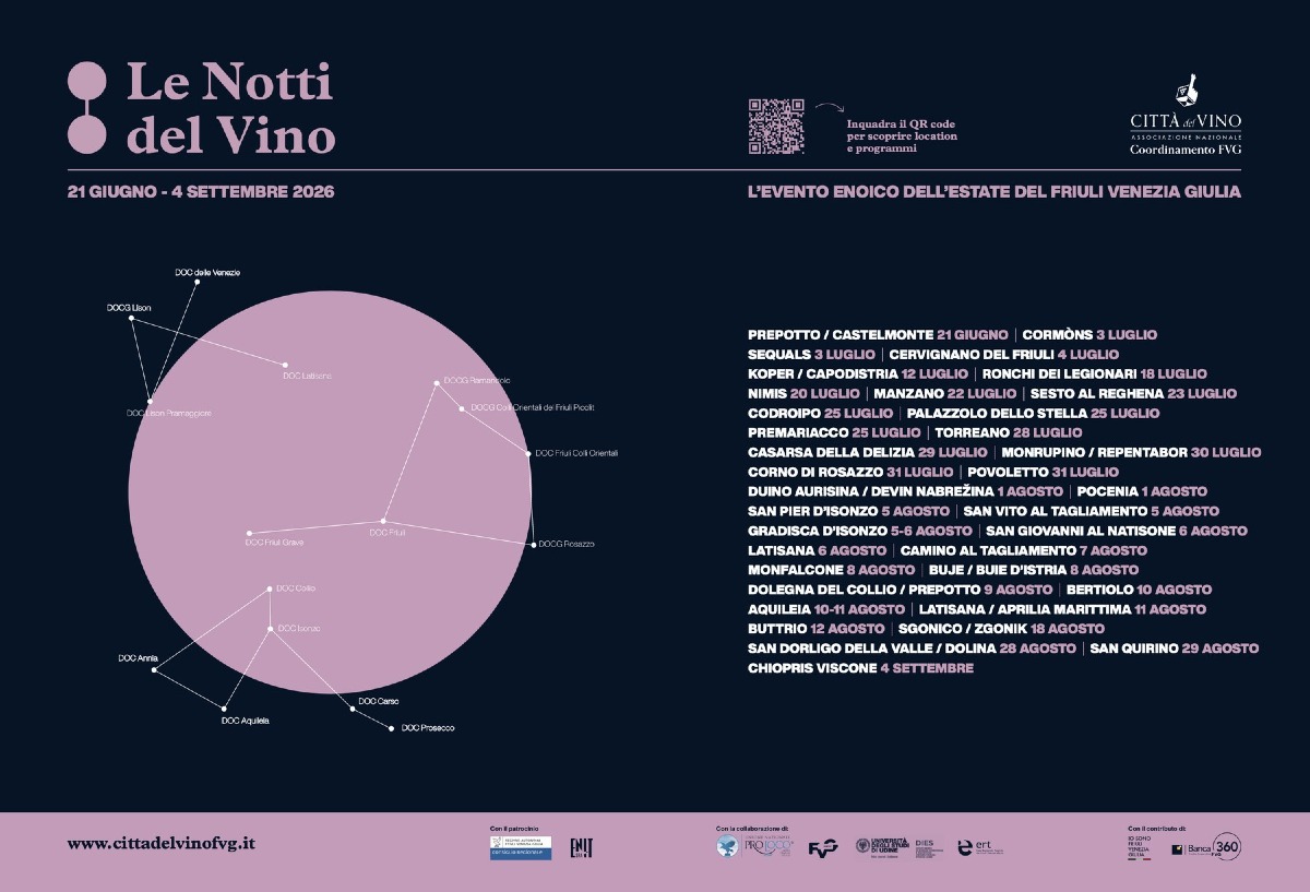 Le Notti del Vino tornano in Friuli Venezia Giulia: 37 appuntamenti da giugno a settembre