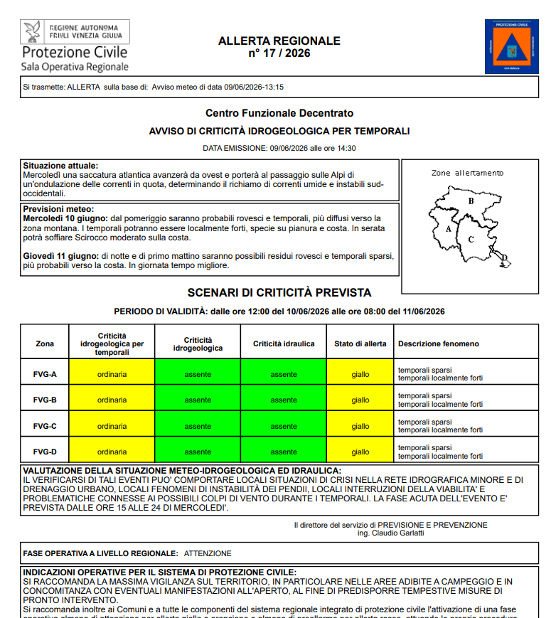 Allerta meteo Bollettino