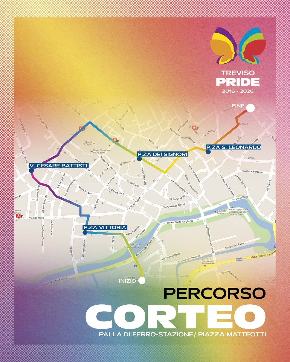 Treviso Pride 2026, sabato corteo in centro dalle 15 e serata finale al Nomad Hostel
