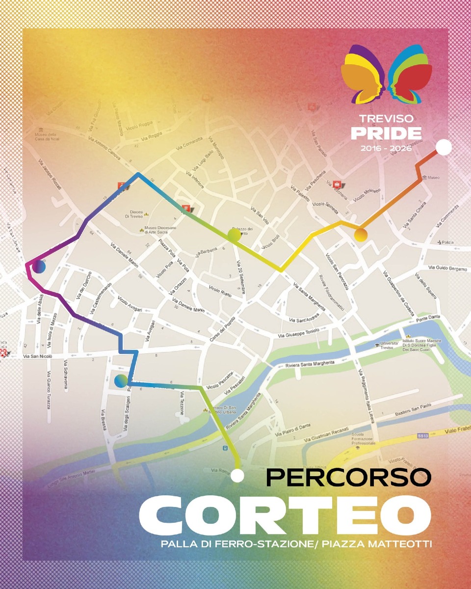 Treviso Pride 2026, sabato corteo in centro dalle 15 e serata finale al Nomad Hostel