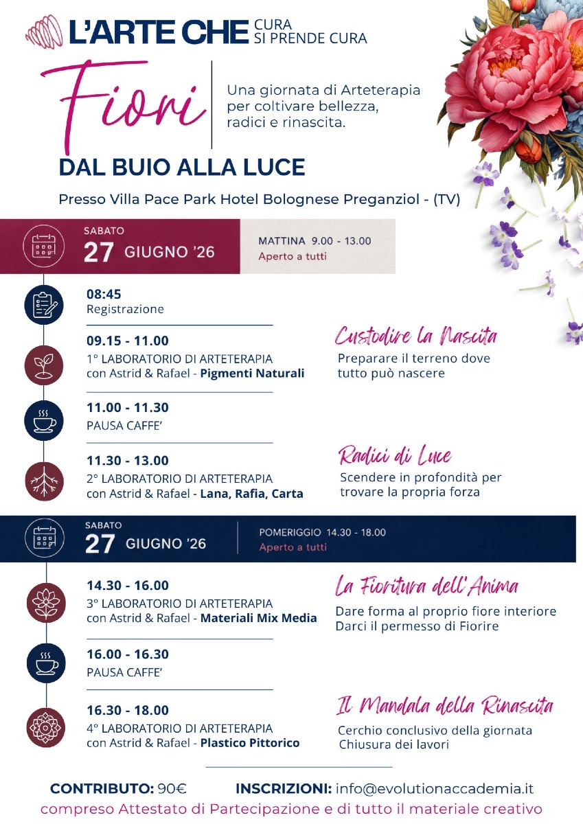 Locandina: Arteterapia a Preganziol, sabato masterclass aperta al pubblico a 90 euro