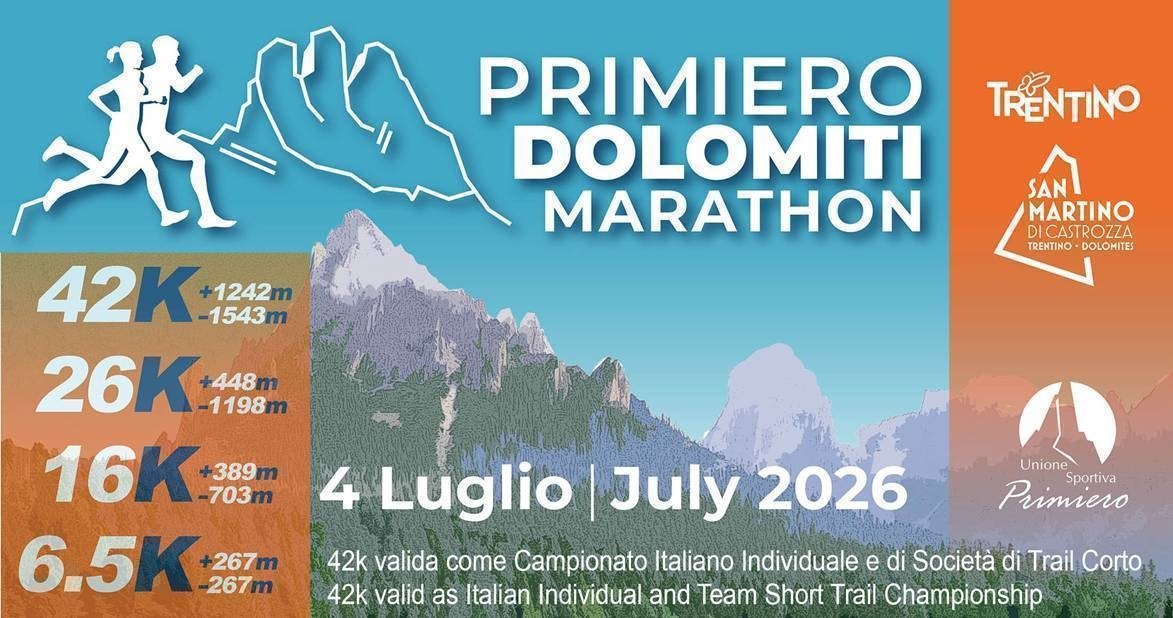 Primiero Dolomiti Marathon 2026, oltre 1.800 iscritti e Nikolas Loss cerca il tris