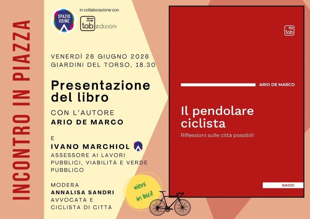 Udine, ai Giardini del Torso il 26 giugno il libro di Ario De Marco sulla mobilità in bici