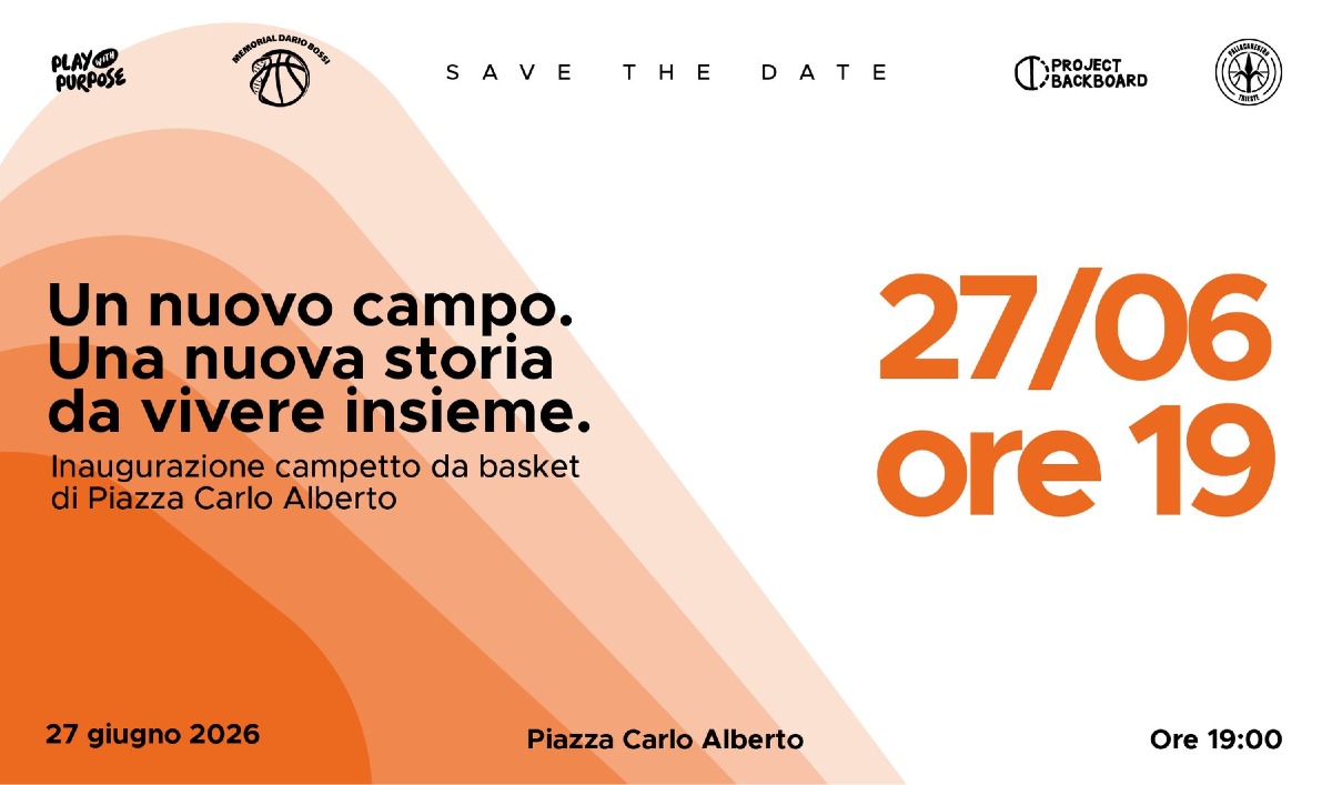 Locandina: Nuovo campo da basket in Piazza Carlo Alberto: inaugurazione a Trieste il 27 giugno