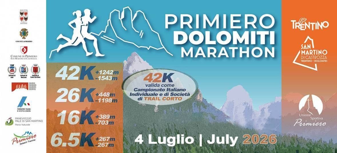Primiero Dolomiti Marathon, oltre 2.000 iscritti e quattro percorsi il 4 luglio