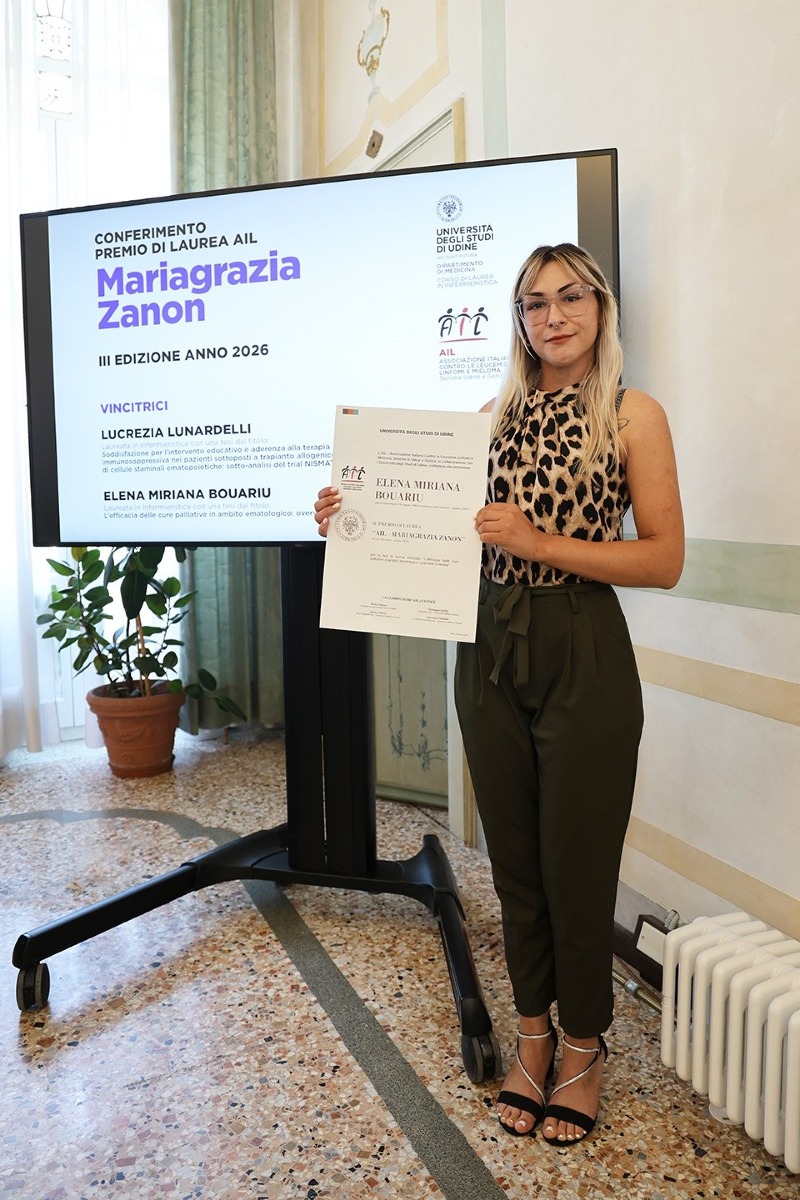 Università di Udine, premio Ail a due neolaureate in Infermieristica: 1.500 euro ciascuna