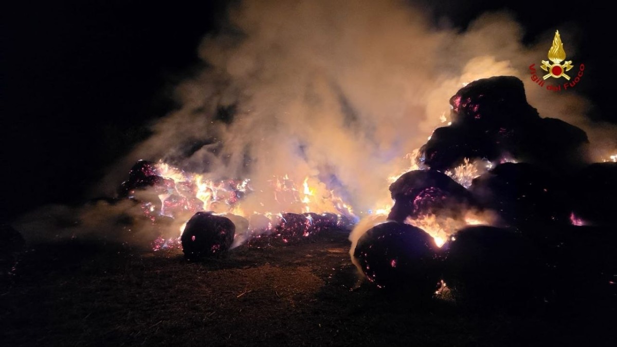 Incendio nella notte, in fiamme 500 rotoballe. Vigili del fuoco al lavoro | FOTO - VIDEO  - 