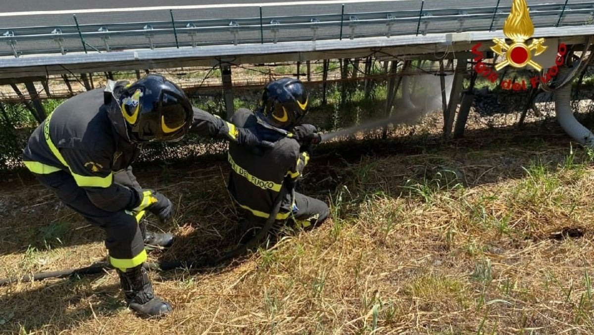 Savogna d’Isonzo, principio d’incendio nell’impianto solare accanto all’A34 - 