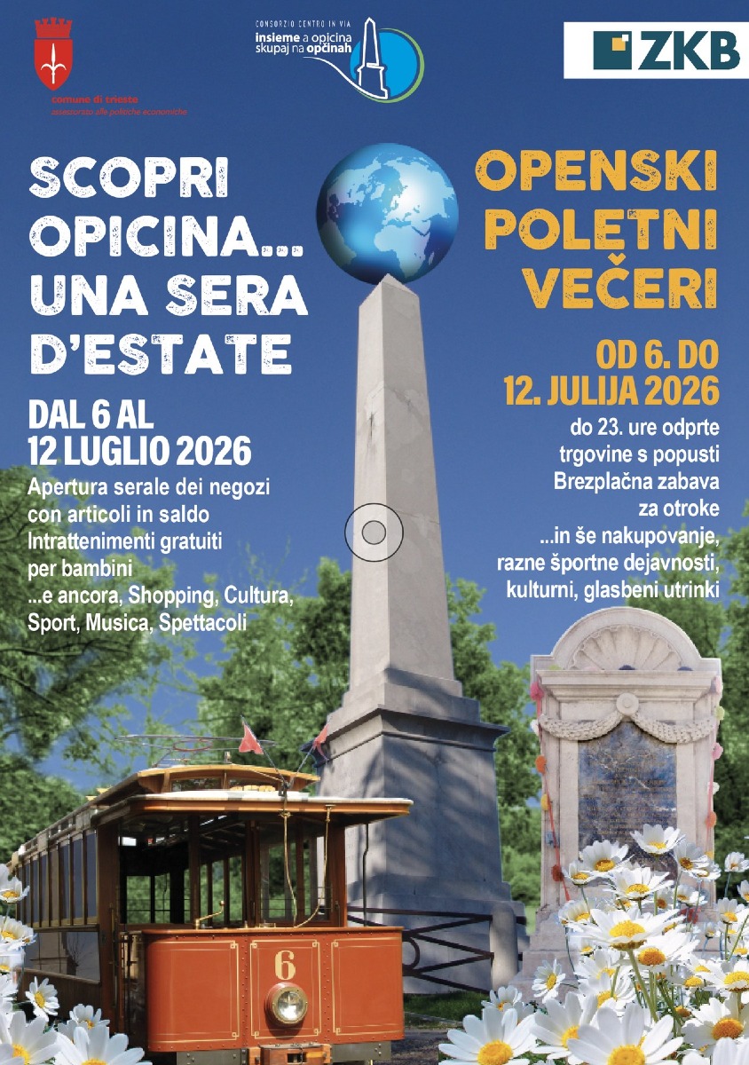 Locandina: Opicina, il 10 luglio torna la serata senz’auto: negozi aperti fino alle 23 e
