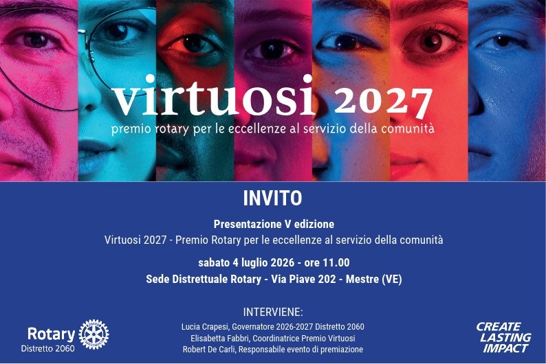 Locandina: Premio Rotary Virtuosi 2027, candidature entro il 31 ottobre: premiati a Mestre