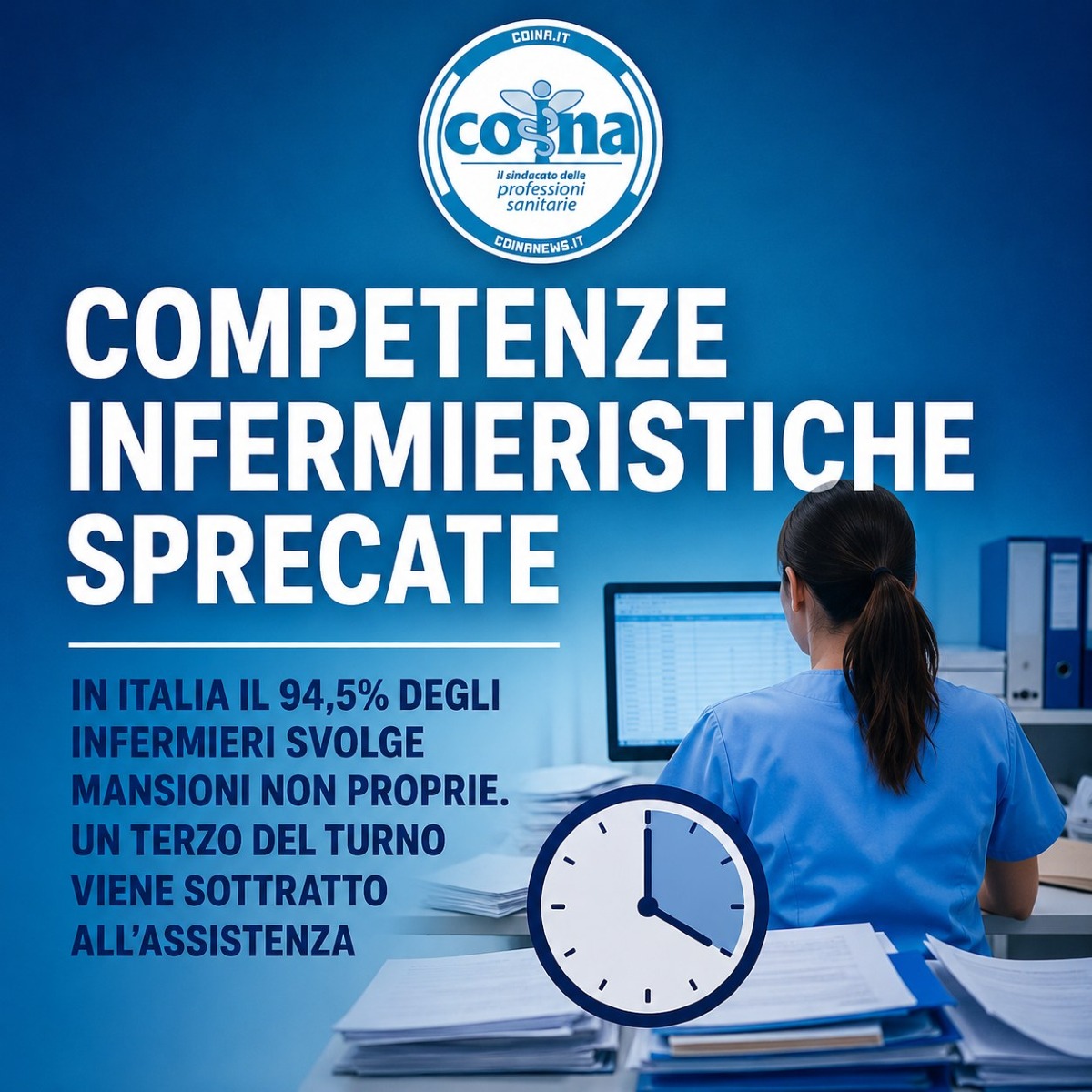 Infermieri, studio dell’Università di Udine: il 32,6% del turno va in compiti impropri