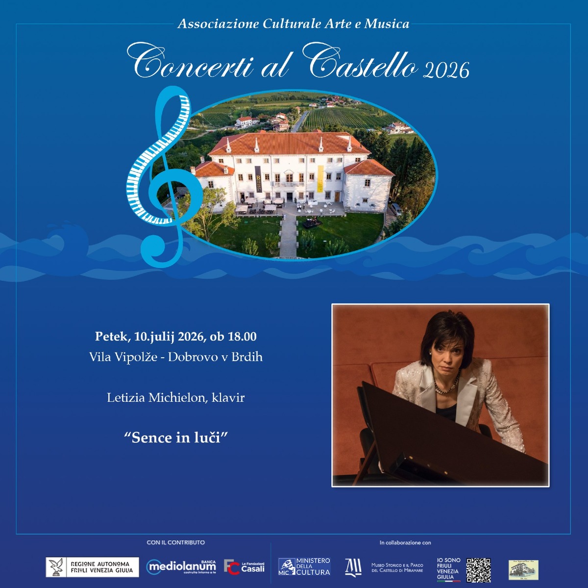 Concerti al Castello 2026, recital di Letizia Michielon il 10 luglio a Villa Vipolze