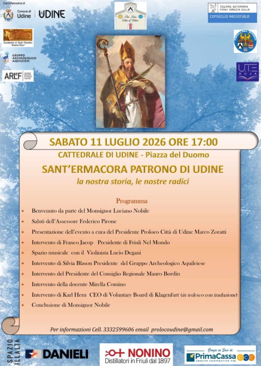 Locandina: Udine celebra Sant’Ermacora: incontro in Duomo l’11 luglio 2026 tra storia e fede