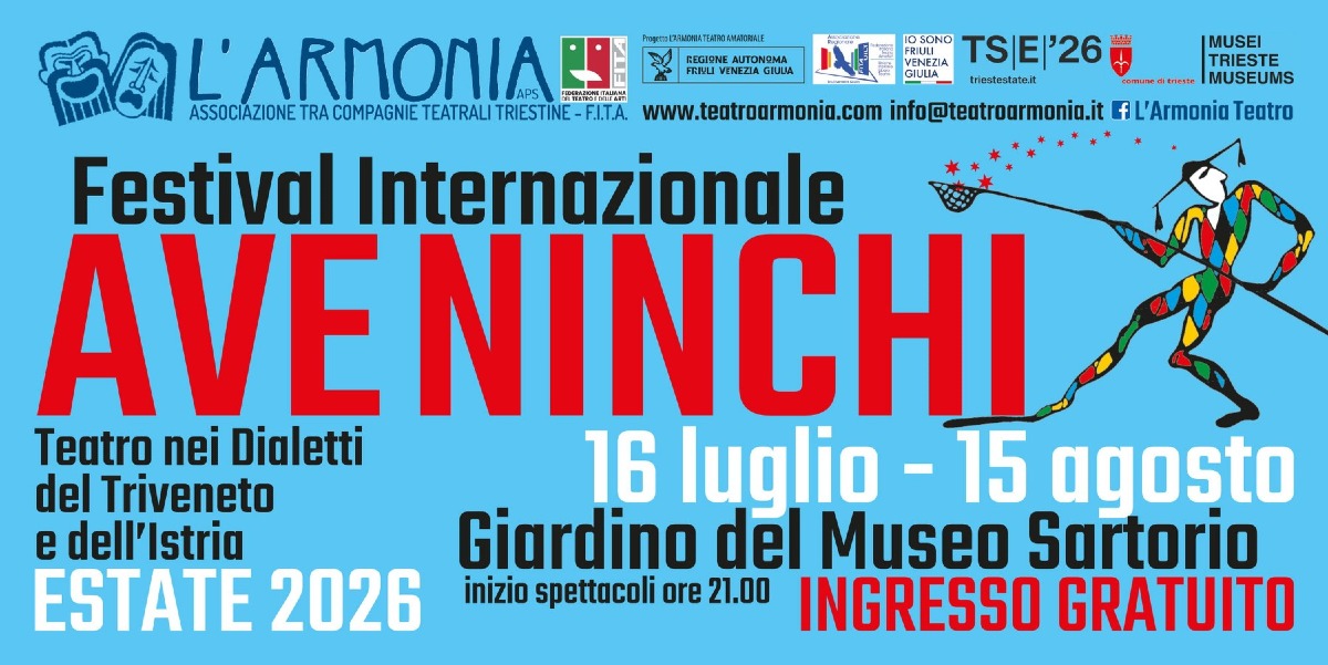 Locandina: Trieste, quattro serate di teatro gratuito al Museo Sartorio dal 16 al 19 luglio