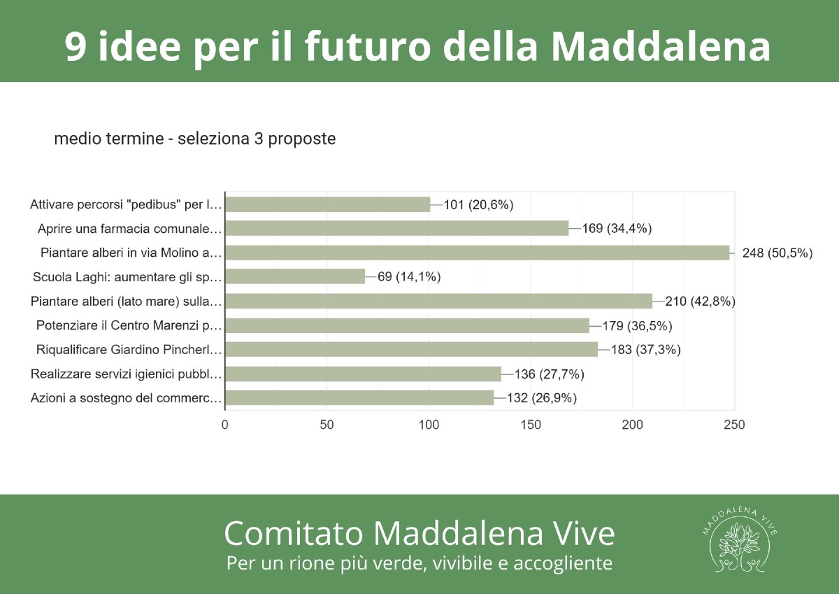 Maddalena sceglie la piazza verde all’ex Disinfezione: 318 voti su 493