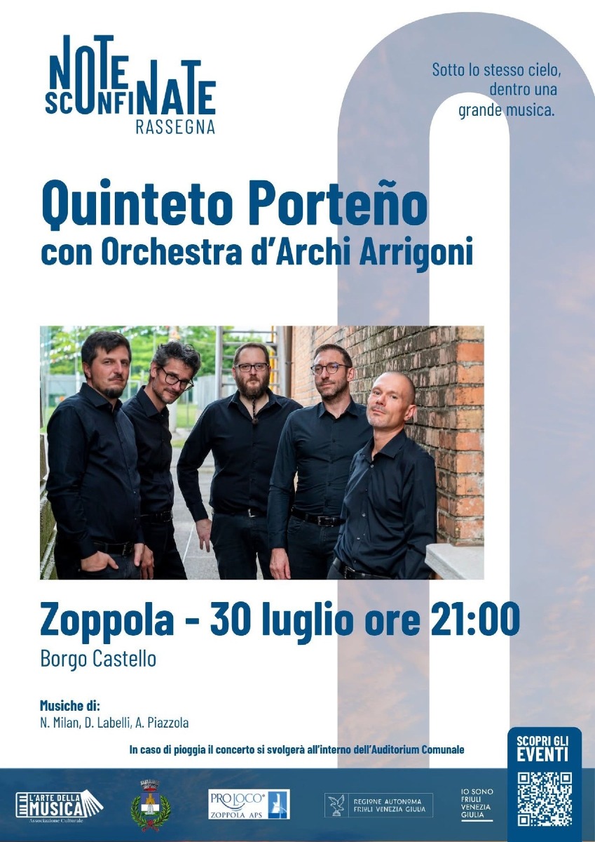 Zoppola festeggia i 20 anni del Quinteto Porteño: concerto il 30 luglio a Borgo Castello