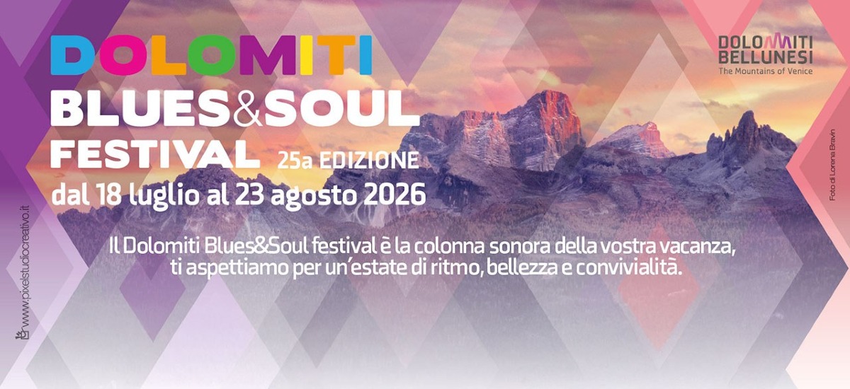 Dolomiti Blues&Soul Festival 2026, tre concerti dal 31 luglio al 2 agosto in Cadore