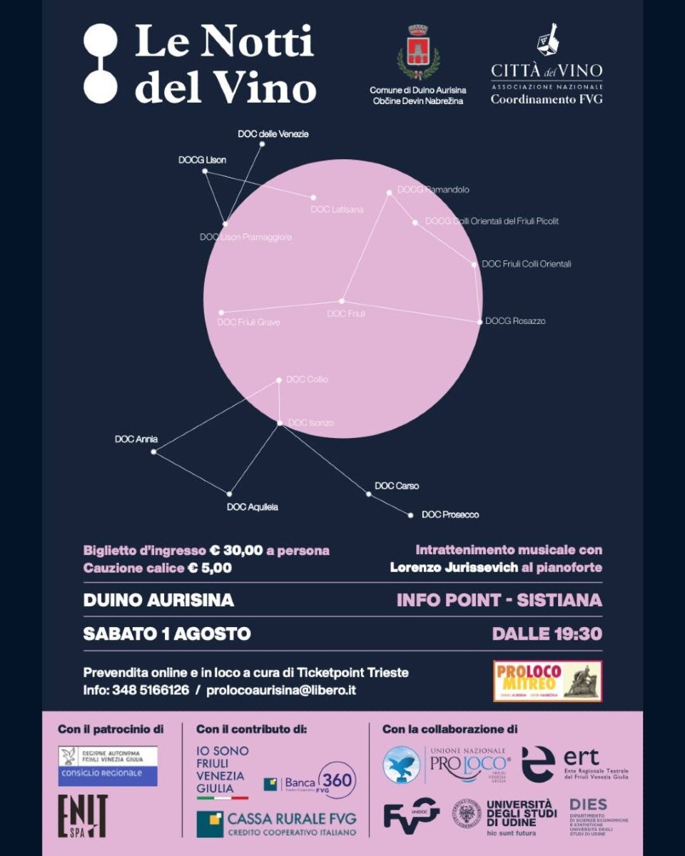 Le Notti del Vino 2026 in Friuli Venezia Giulia: quattro tappe tra il 31 luglio e il 1