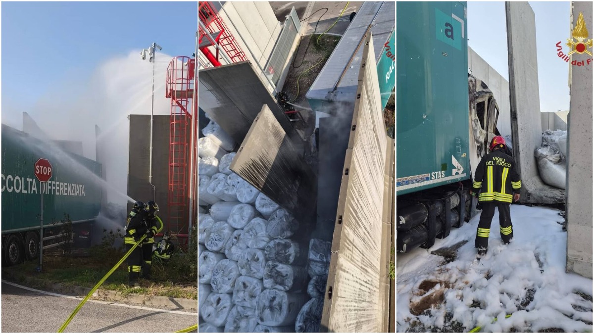 Camion si schianta contro un muro e prende fuoco: sul mezzo 8 bombole di metano | FOTO - 