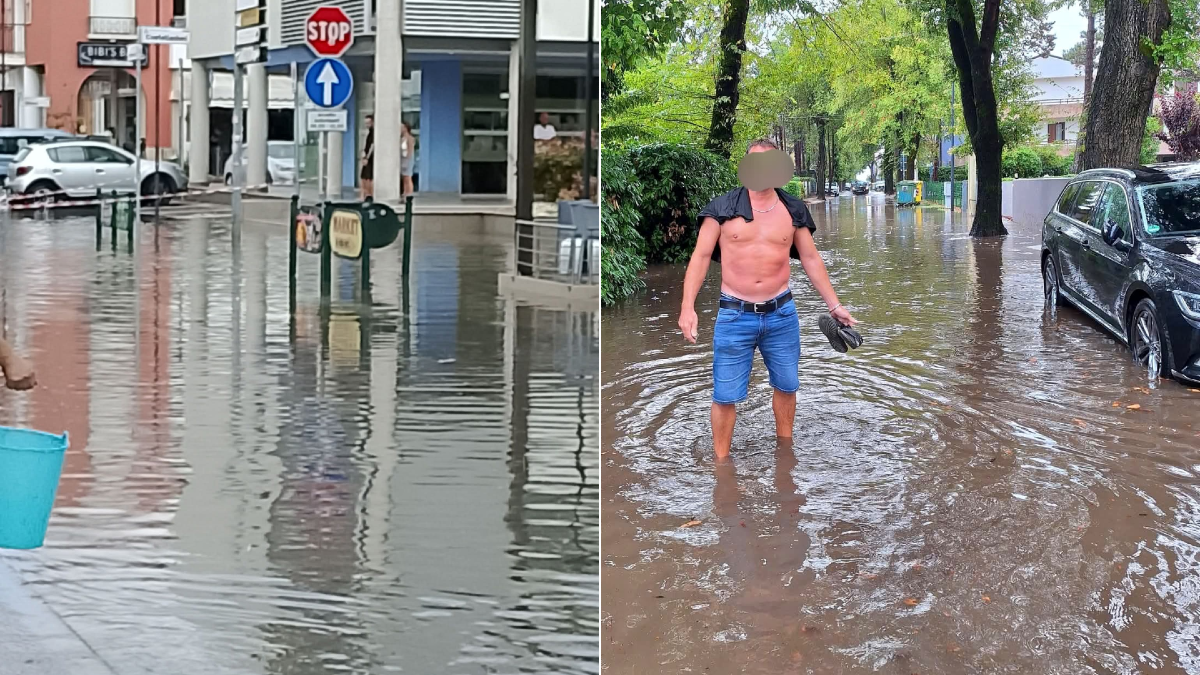Bibione, acquazzone improvviso nel pomeriggio: il centro finisce sott’acqua