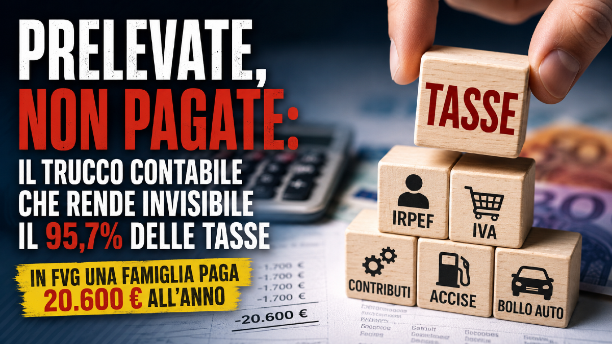 Tasse, il conto “invisibile” delle famiglie FVG: 20.600 euro l’anno tra busta paga e consumi - 