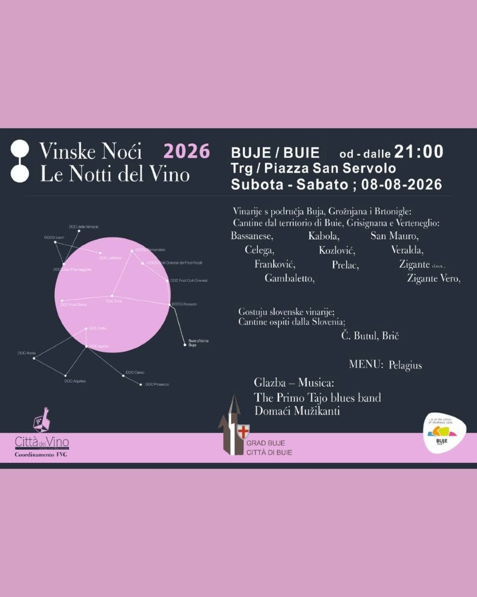 Le Notti del Vino, weekend tra Camino, Monfalcone, Buie d’Istria e il Ponte dello