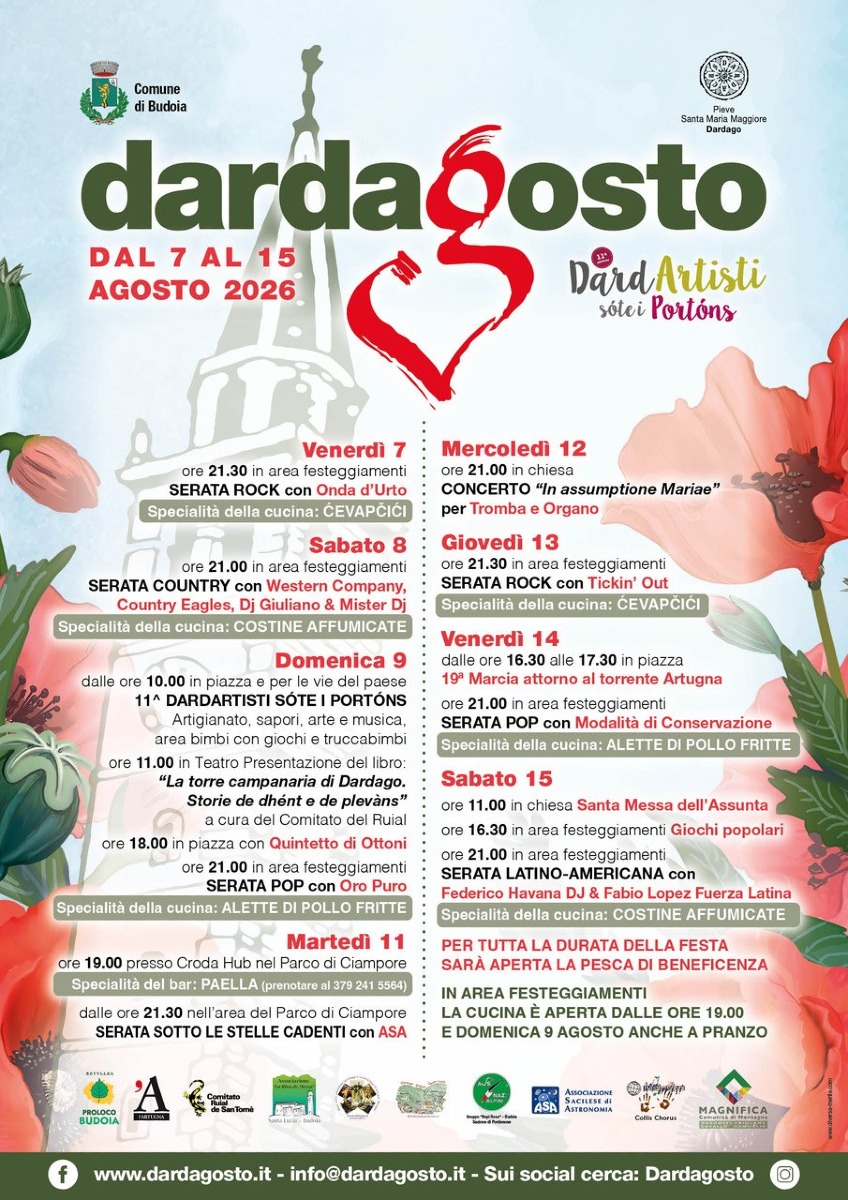 Dardagosto 2026, a Dardago nove giorni di festa tra concerti, marcia e artisti nei portoni