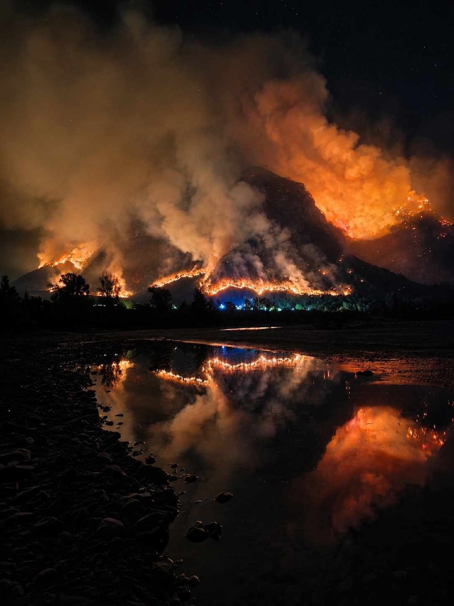 Monte Amariana e Amamarianute avvolti dalle fiamme