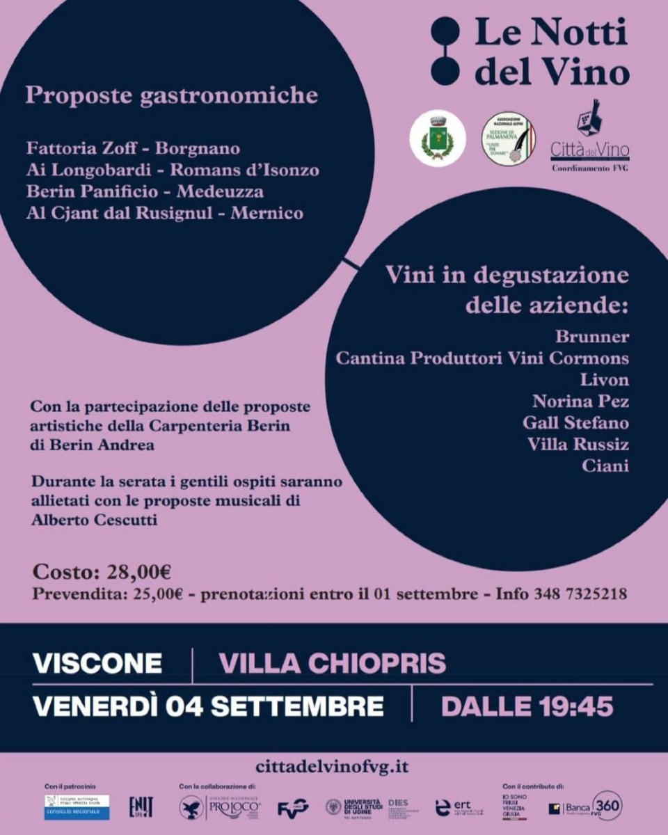 Le Notti del Vino 2026, finale tra San Dorligo, San Quirino e Chiopris-Viscone