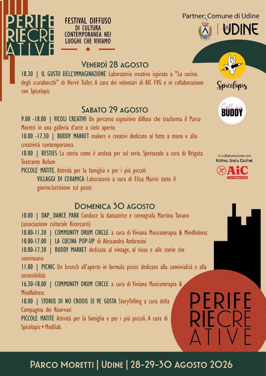 Locandina: Udine, al Parco Moretti tre giorni con Periferie Creative tra arte, laboratori e