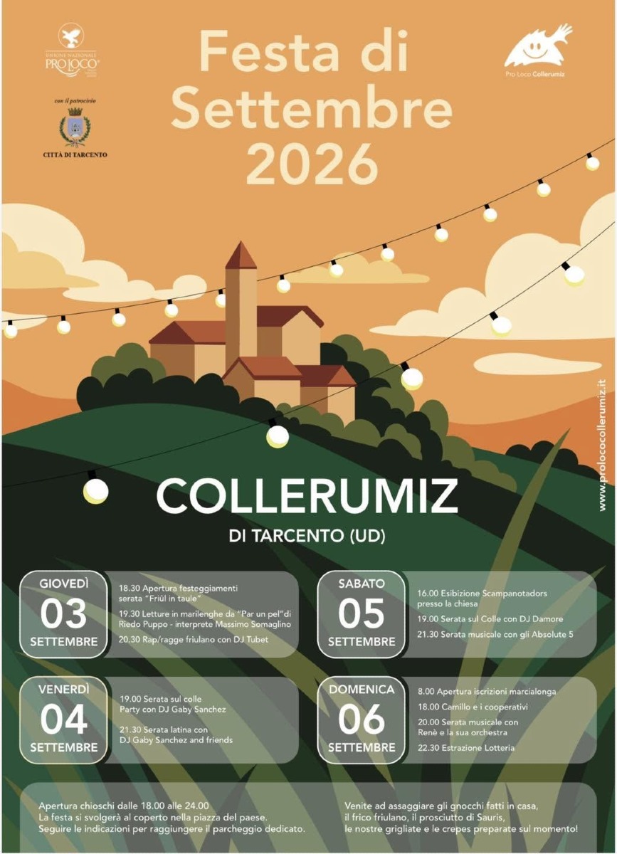 Locandina: Dj Tubet apre la Sagra di Collerumiz 2026: il 3 settembre serata tra rap friulano e
