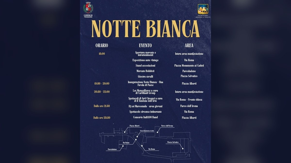 Notte Bianca a Veggiano il 5 settembre: eventi gratis dalle 18 tra centro e Via Roma - 