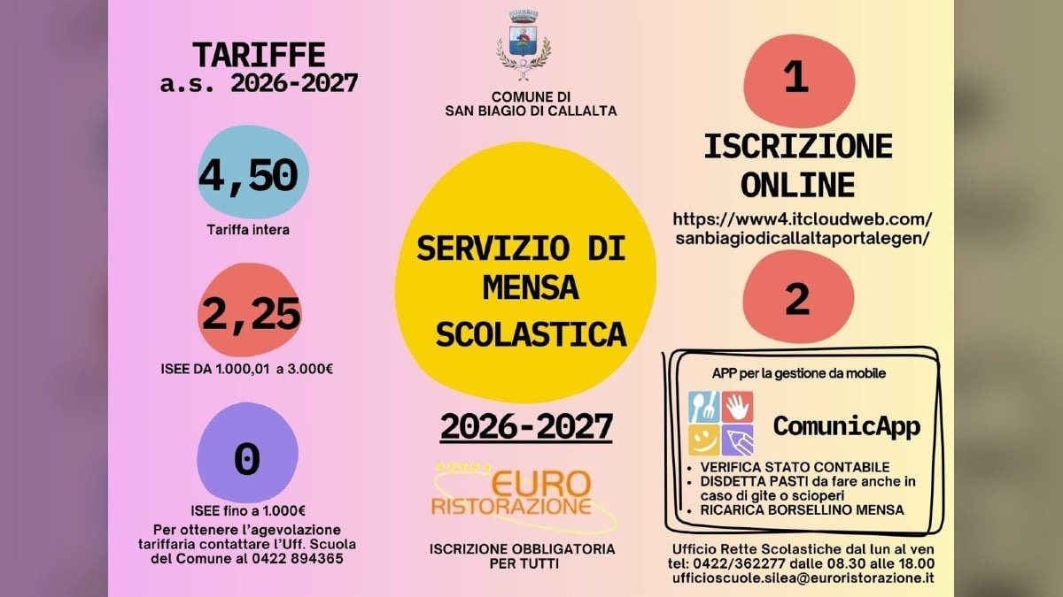 Scuola, San Biagio blocca gli aumenti: mensa e scuolabus restano alle tariffe attuali - 