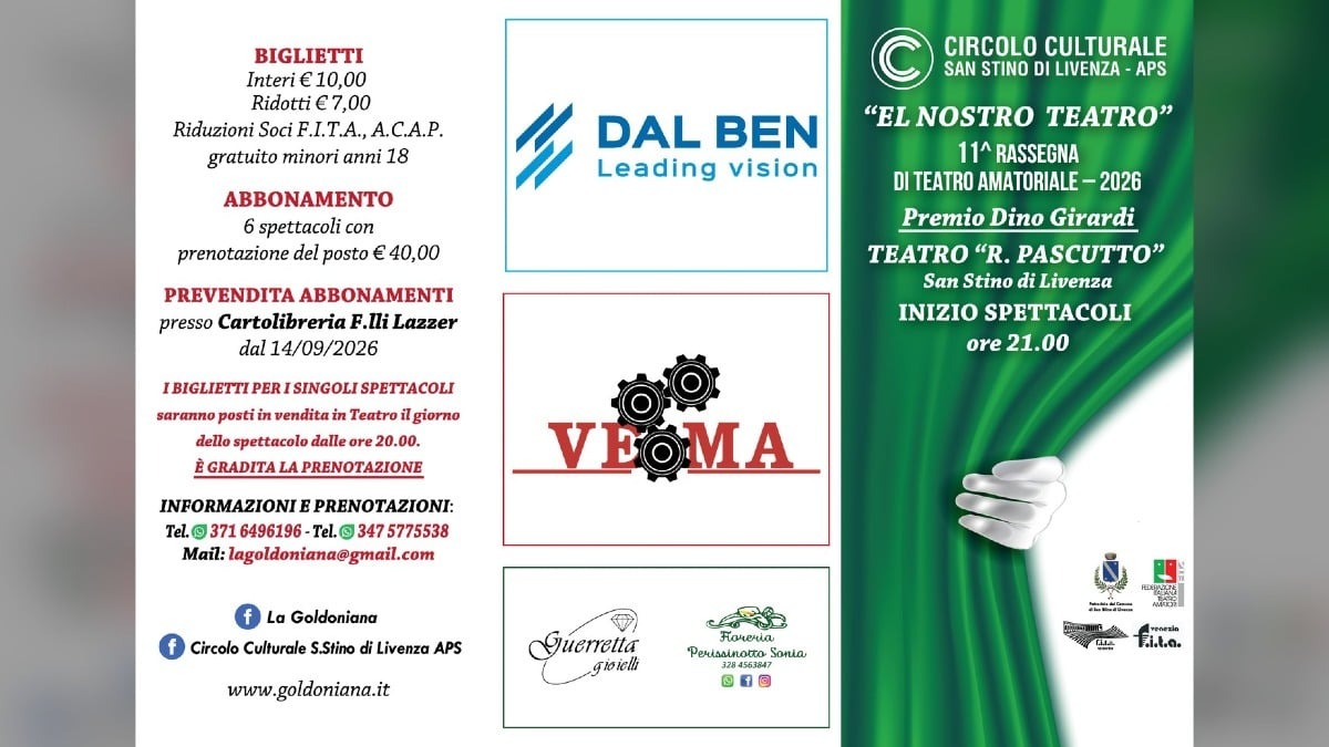 Autunno di prosa a San Stino: il Teatro Pascutto rilancia con sei venerdì di scena - 