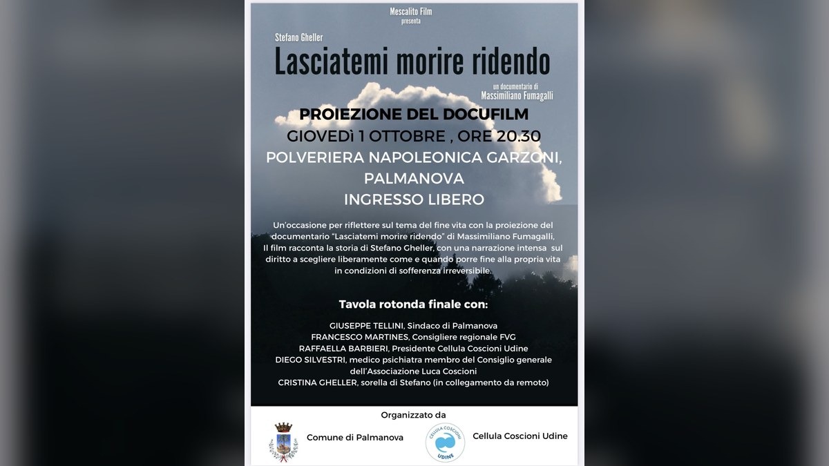 Palmanova, il 1 ottobre proiezione di “Lasciatemi morire ridendo” - 
