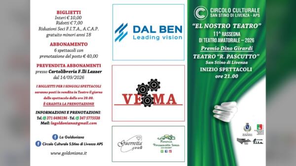 San Stino di Livenza, sei serate al Teatro Pascutto per la rassegna El Nostro Teatro 2026