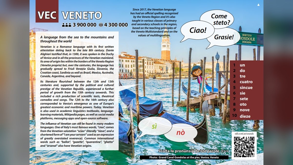 Veneto, la lingua entra in un volume del Consiglio d’Europa dedicato ai ragazzi - 