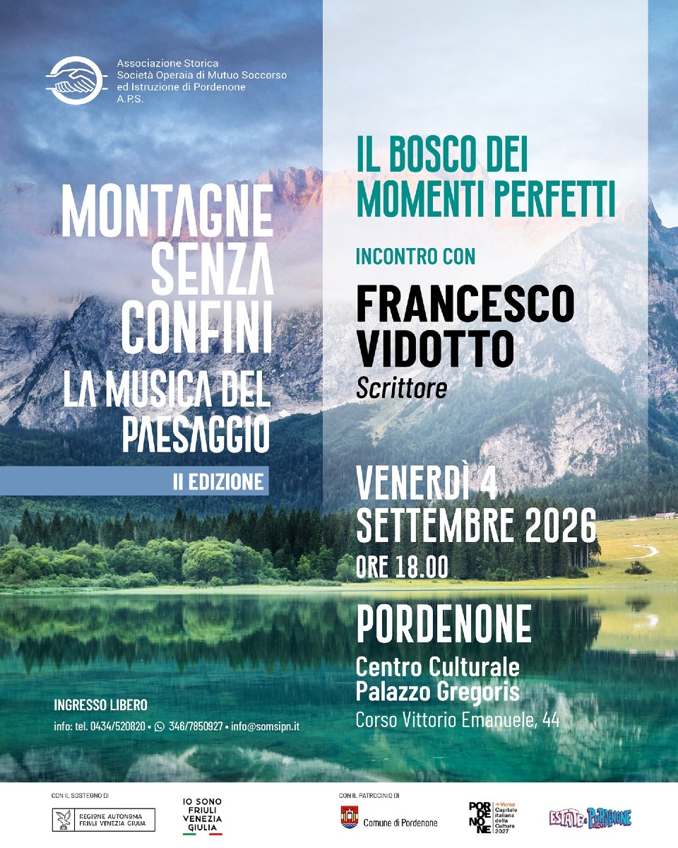 Pordenone, Francesco Vidotto alla Somsi il 4 settembre con “Il bosco dei momenti perfetti”