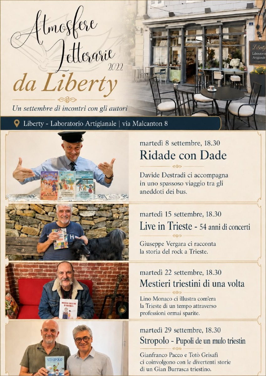 Trieste, al via i martedì letterari di Liberty in Centro: si parte con Davide Destradi