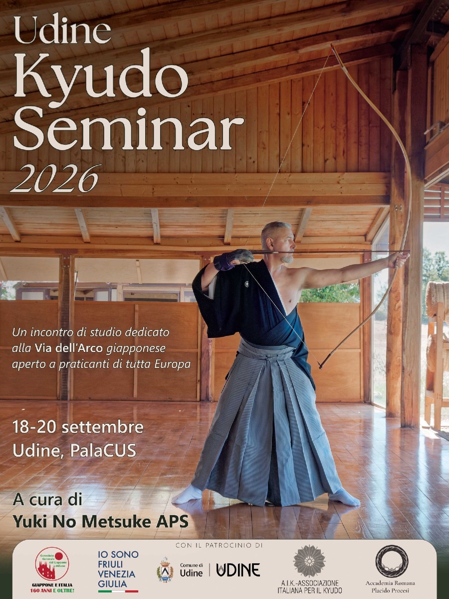 Locandina: Udine, al PalaCUS torna il seminario di Kyudo: tre giorni con praticanti da 7 Paesi