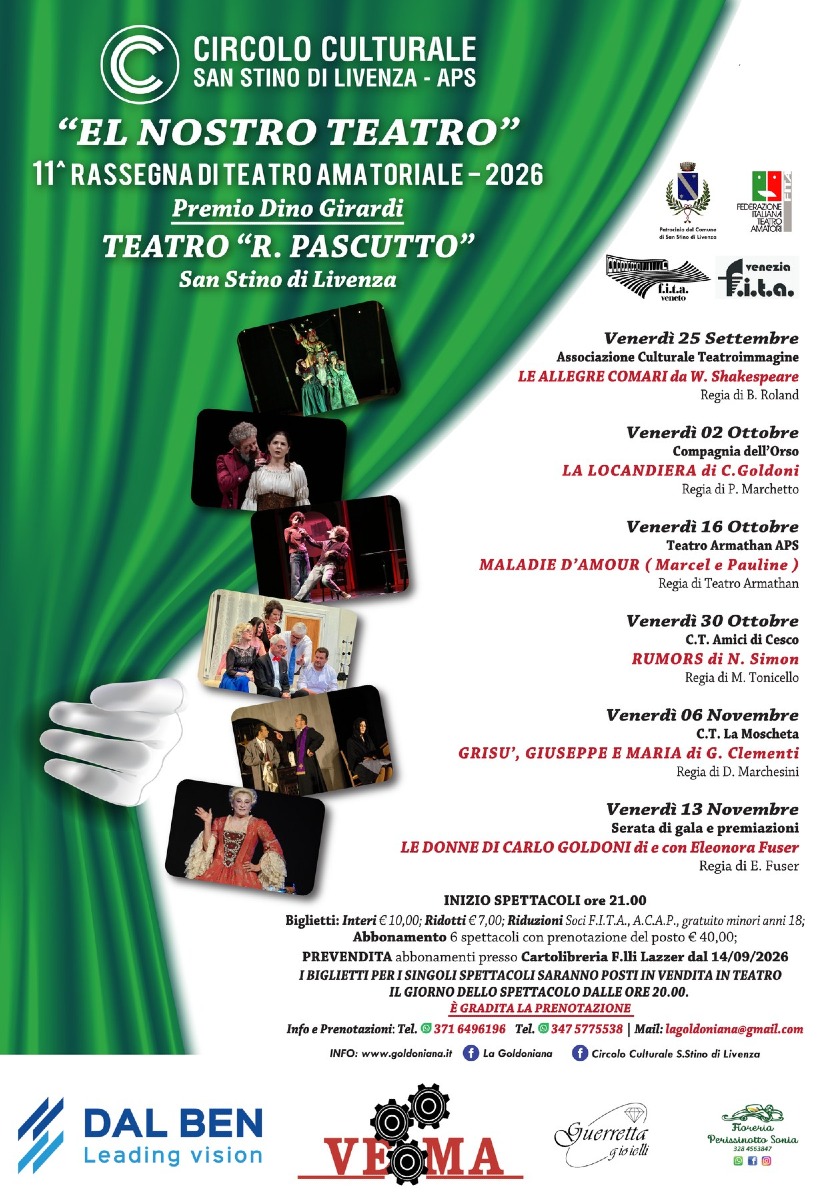 Locandina: San Stino di Livenza, sei serate al Teatro Pascutto per la rassegna El Nostro